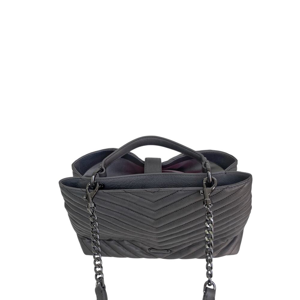Rebecca Minkoff Edie Charcoal Quilted Leather Shoulder Bag  Convertible Satchel - Picture 15 of 16